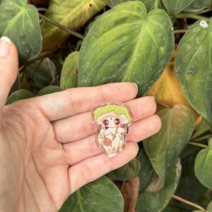 Green nature glitter pin
